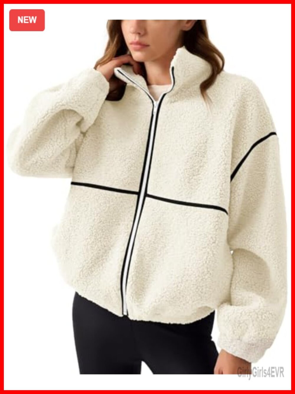 Women's Sherpa Fleece Zip Up Jacket Oversized Warm Winter Coat